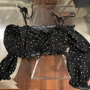 Nasty Gal black white heart crop medium top